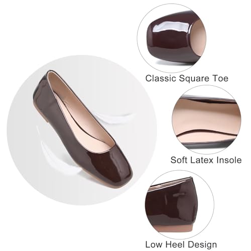 Image of Dear Time Women's Casual Foldable Ballet Flats Square Toe Ballerina Flats Shoes Comfortable