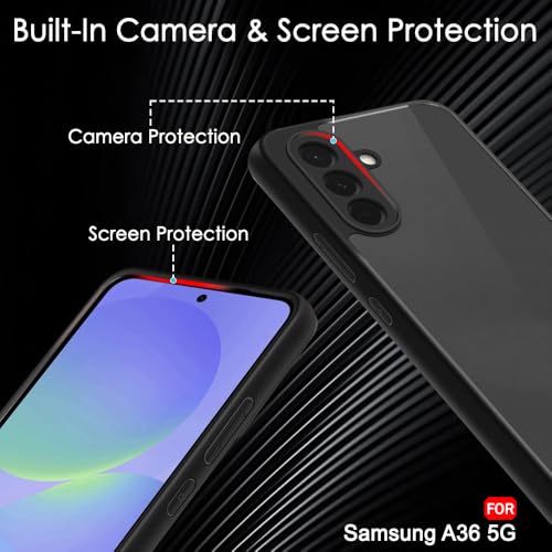 Image of TheGiftKart Hybrid Shockproof Back Cover Case for Samsung Galaxy A36 5G | Hard Back Case Cover for Samsung Galaxy A36 5G (PC & TPU, Translucent Smoke Matte Back, Black Sides)