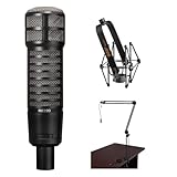 Electro-Voice RE320 Variable-D Dynamic Vocal and Instrument Microphone Bundle with SSM-BC10 Mic Shockmount (Black Matte) and BAI-2X Two-Section Broadcast Arm with Springs and XLR Cable, F.01U.120.616