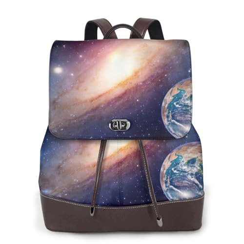 Sac à dos en cuir galaxie femme noir petit format polyvalent pour loisirs et voyage