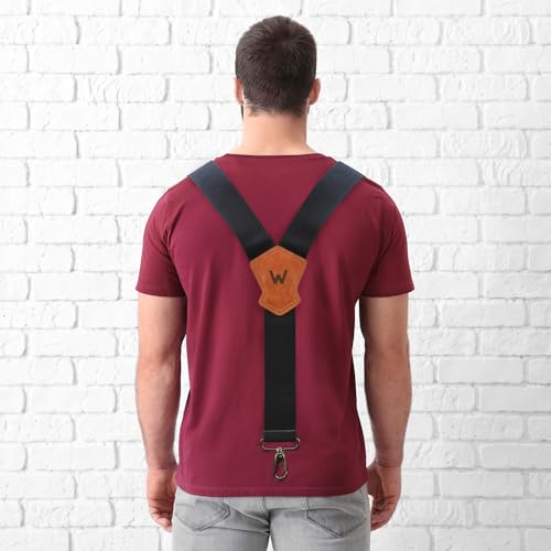 WELKINLAND 2Inch Y-Back Mens Suspenders, Heavy-Duty Suspenders Y Back, Wide Mens Suspender Hooks for Jeans Heavy Duty, Black Men Suspender Pants - Thumbnail 4