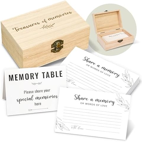 WOODAMORE Share A Memory Cards For Celebration Of Life Decorations Ideas - Share A Memory Box For Funeral Memorial Cards, Memory Keepsake For Celebration Of Life Decor, Graduation Party Games Cover