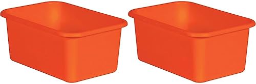 Teacher Created Resources Papeleras pequeñas de plástico naranja (paquete de 2)