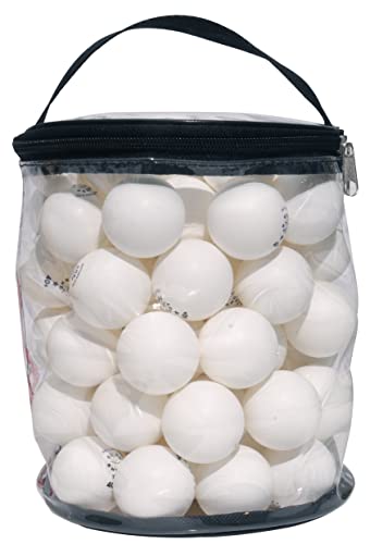 Sure Shot Matthew Syed Ping Pong Balls – Bulk 72-Pack in Clear Carry Drum | 40mm Durable Plastic Table Tennis Balls for Training, Schools & Recreation – White