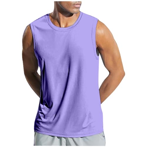Camiseta sin mangas para hombre para correr, talla grande, atlética, gimnasio, vacaciones, atletismo, entrenamiento, deportes, camiseta sin mangas 2026, básicas, casual, para hombre, verano, Morado