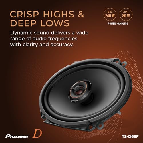 Image of PIONEER D-Series TS-D68F 6 inch x 8 inch 2-Way Coaxial Car Speakers 280W Max