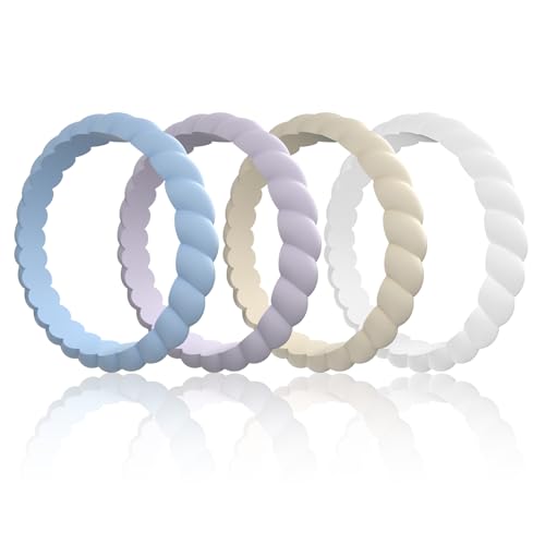 Image of Egnaro Women's Silicone Anniversary Rings, 2.5mm Wide 1.8mm Thick Stackable Rubber Wedding Band, Thin Stylish Comfort Fit Silicone Ring for Nurse, Workout, Work, Pregnancy, Travel, Daily Gift