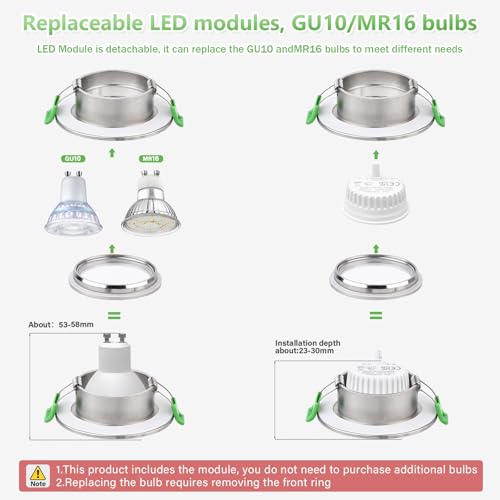 YindaLux LED reflektor do zabudowy 230V 4000K 5W IP65 reflektor LED 68 mm wielkość otworu reflektor sufitowy 550 lm oświetlenie wpuszczane Ultra płaskie oświetlenie wpuszczane do łazienki salonu