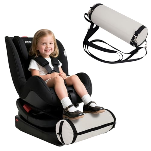 Blublu Park Inflatable Car Seat Foot Rest for Kids, Portable Car Foot Rest with Adjustable Straps, Carseat Accessories for Toddler, Machine Washable Cover, Grey (Fits Infant Booster CarSeats)