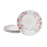 Bico Spring Sakura Dinner Plates Set of 4, 11 Inch Large Ceramic Plates for Pasta, Steak, Stylish Serving Dishes, Microwave and Dishwasher Safe, Gift for Housewarming and Thanksgiving