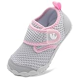 FEETCITY Kids Sneakers Girls Boys Barefoot Shoes Zero Drop Hiking Walking Shoes Wide Toddler Sneakers School Shoe Grey Pink