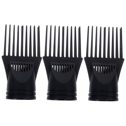 Beavorty 3Pcs Wind Comb Set for Hair Dryer Professional Styling Tool Black Flat Mouth Comb Attachment for Quick Drying and Precise Styling