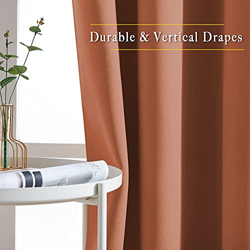 NICETOWN Sliding Glass Door Curtain - Grommet Extra Wide Window Treatment Thermal Insulated Drape for Kids Room/Living Room (Burnt Orange, W100 x L95, 1 Panel)