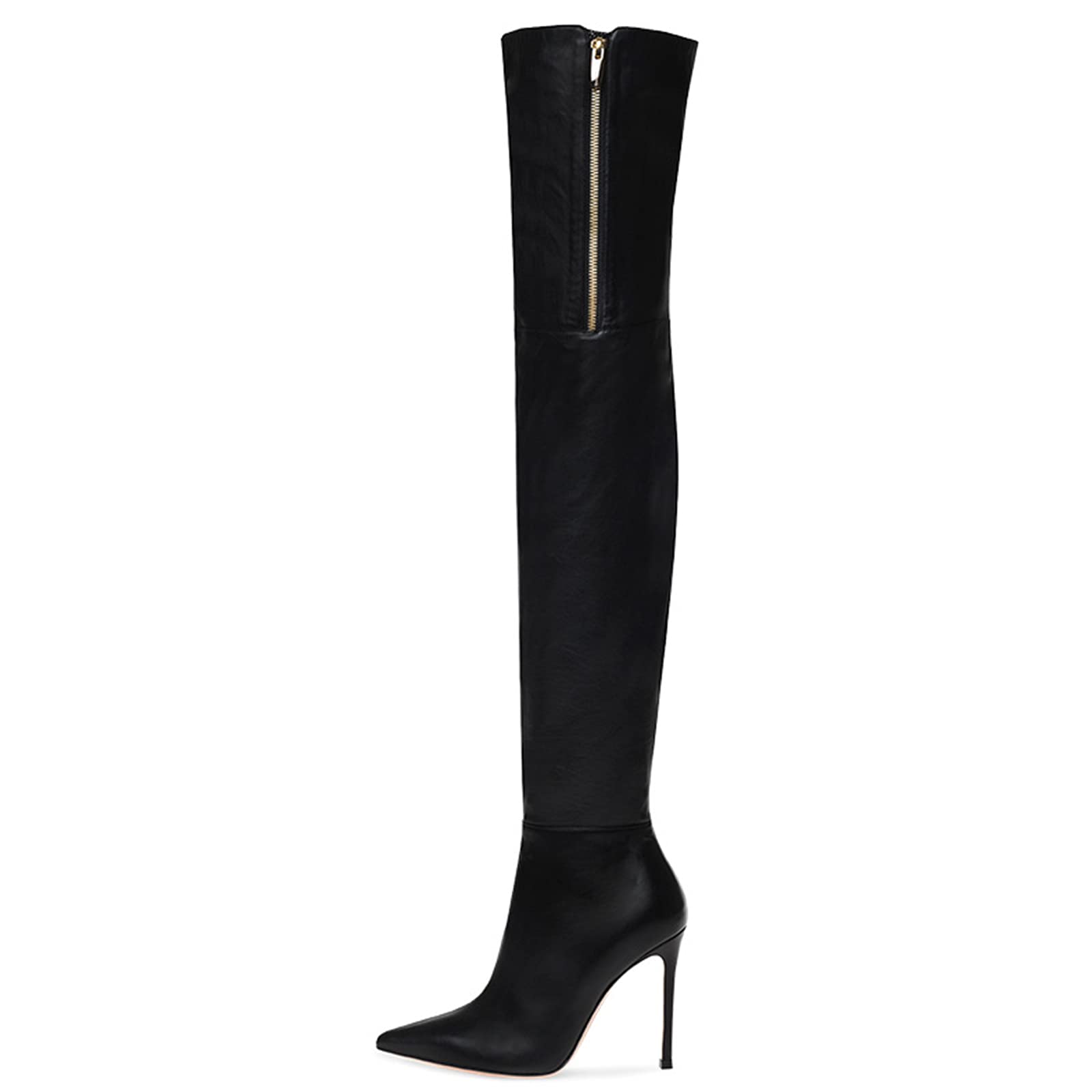 Unisex Herren Damen Sexy Schwarz Spitz Oberschenkel High Overknee Stiefel Fetisch High Heel Stiletto Stiefel Schuhe Größe 34-46