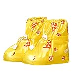 CapsA Waterproof Rain Boot Shoe Cover Overshoes Rain Shoes Cover for Kids Waterproof Slip-Resistant Snow Cycling Overshoes for Boys and Girls (Yellow B, XL)
