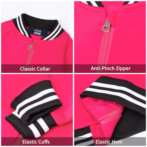 Image of LittleSpring Boys Girls Varsity Baseball Jacket Zip Up Bomber Jacket Thin 2-10Years