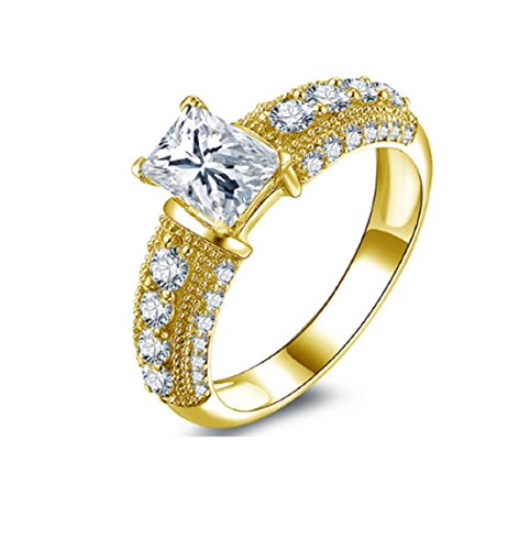 Alliance en or jaune 10K avec faux diamant rectangle un bijou étincelant à porter au quotidien