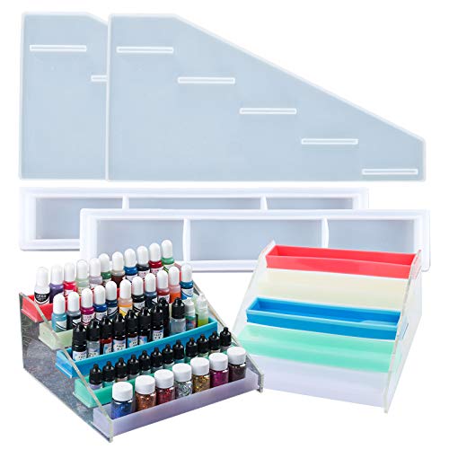 5 Layer Display Organizer Rack Resin Mold Silicone Nail Polish Rack Lipstick Makeup Rack Epoxy Resin Casting Mould Jewelry Pigment Essential Oils Storage Holder DIY Resin Crafts Home Decor Gift