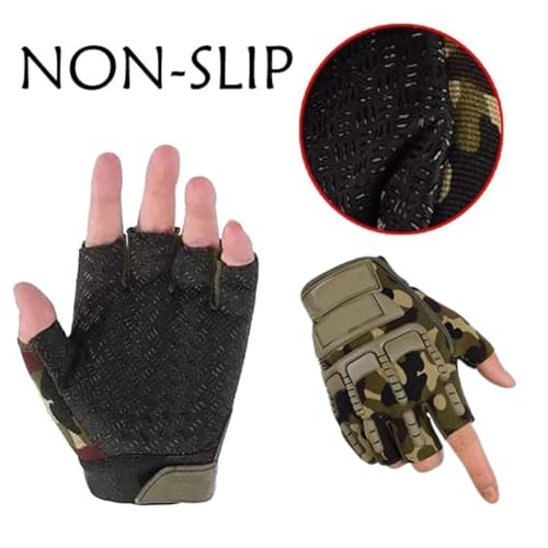 Adroitz Rubber Half Outdoor Bike Gloves for Men/Women Anti-Skid Breathable Comfortable Half Finger Cycling Gloves for Workout/Training/Outdoor Motorcycle Riding Fingerless Gloves, Multicolor