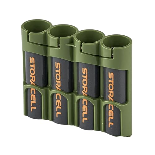 Storacell Slimline 18650-4 Military Green Battery Storage Caddy and Dispenser Holds 4 18650 Batteries (Not Included) Durable & Compact Design The Original Battery Caddy Made in USA.