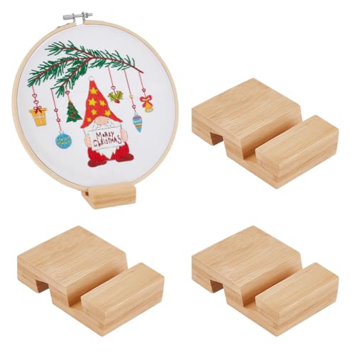 OLYCRAFT 4Pcs Embroidery Hoop Wooden Base Embroider Hoop Base 2.1x3.1 Inch Embroidery Hoop Easels Rectangle Embroidery Display Stand Cross Stitch Hoop Accessories Decor