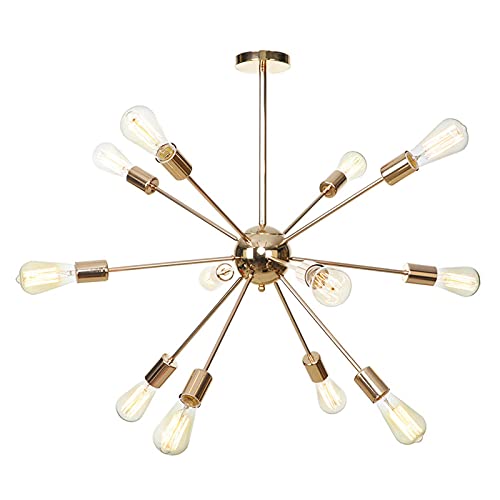 Lustre Spoutnik Doré Design Haut de Gamme Métal Plafonnier Suspendu