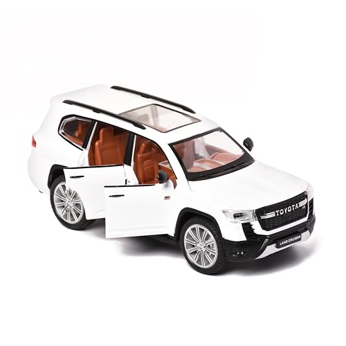 Image of Braintastic Model Diecast Car Toy Vehicle Pull Back Friction Car with Openable Doors Light & Music Toys for Kids Age 3+ Years (Land Cruiser White)