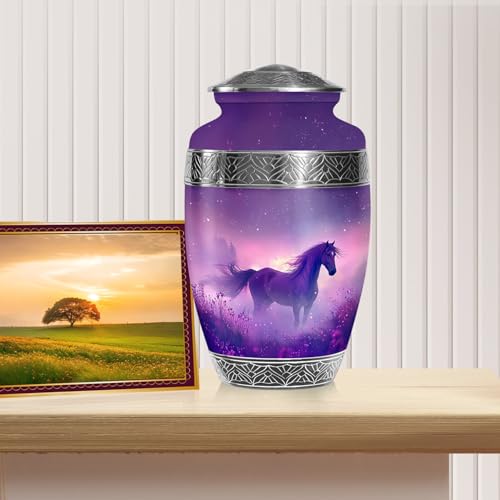 Image of Horse Urns for Human Ashes Adult Man - Large Cremation Urn for Women - Decorative Purple Urn for Human Ashes Adult Male and Female