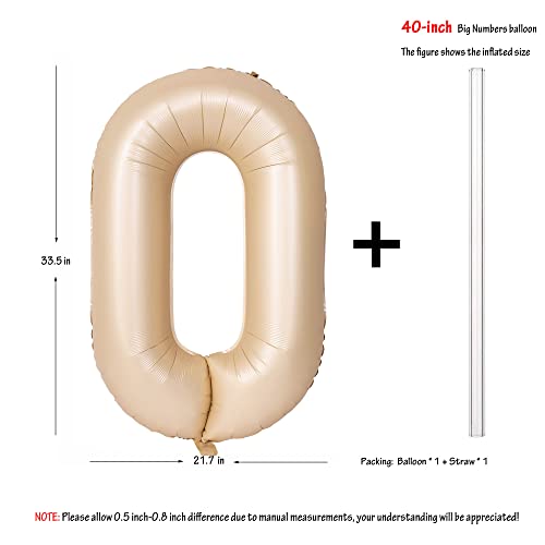Image of 40 In Caramel Number Balloons 0 Helium Foil Mylar Balloon | Birthday Party Decorations Suitable For Boys' And Girls' Birthday Parties Anniversary celebration Digital 0