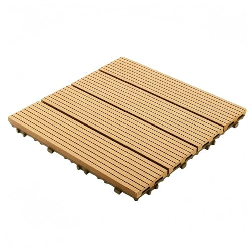 Wnbsiue ウッドデッキ 11枚 約1m2 ウッドデッキ ジョイントDIYフローリング 庭 ベランダ バルコニー タイル 屋外バルコニー接合床自己舗装 組み立てが簡単 テラス庭防水防腐屋外木製プラスチック床 滑り止め ベランダ 床 ガーデン ジョイント