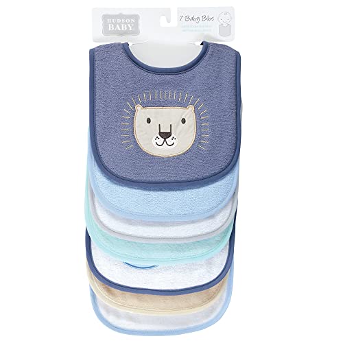 Image of Hudson Baby Unisex Baby Cotton Terry Drooler Bibs with Fiber Filling, Wild One, One Size
