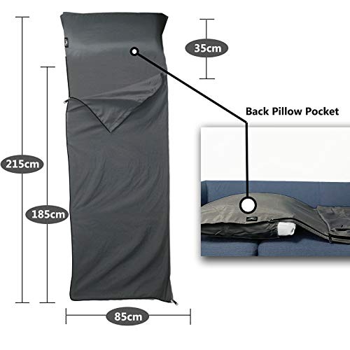 Frelaxy Sleeping Bag Liner, Xl Travel Sheet & Camping Sheet For Backpacking, Hotel, Hostels & Traveling, Comfy & Easy Care, Full-Length Zipper/No Zipper, 4 Seasons Warm Cold Weather #TOP3