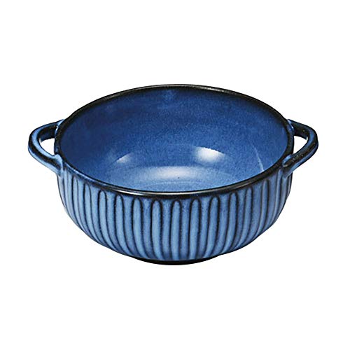 浜陶 波佐見焼 利左エ門窯 BLUE彫 耳付 スープ碗 391255 360ml