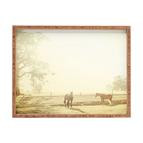 DENY Designs Negar diseños Happee Monkee mañana Caballos Interior/al Aire Libre Bandeja Rectangular, 14 x 18