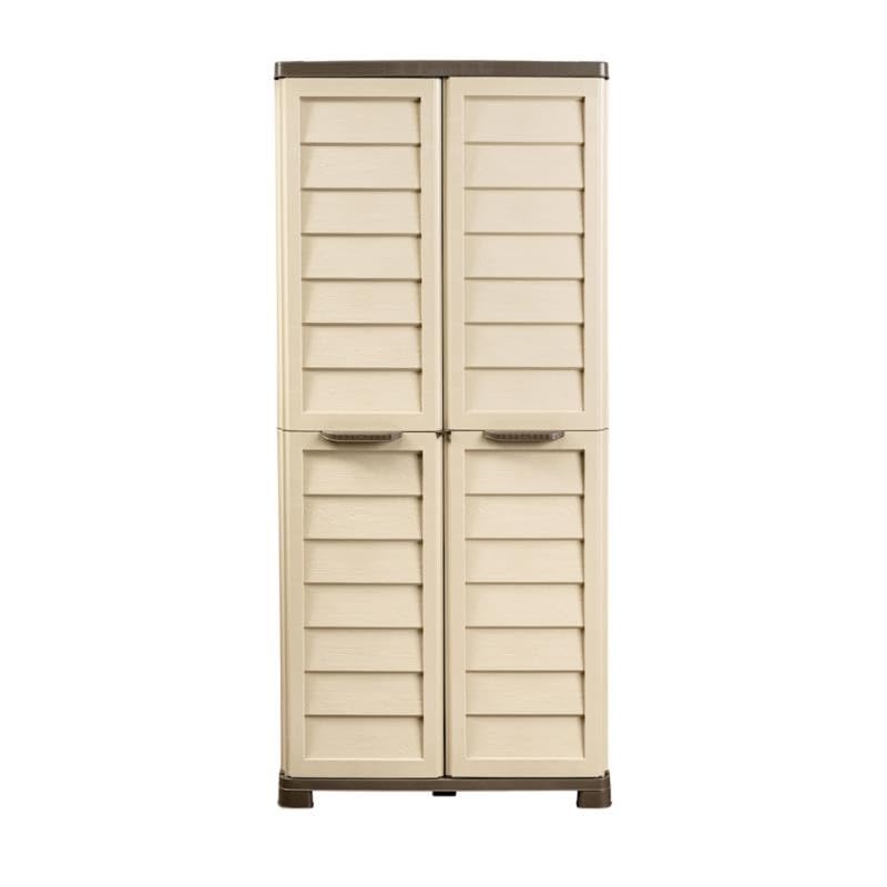 Deconation - Armario alto de almacenamiento para exteriores y interiores, 76 x 46 x 168 cm, color beige y topo