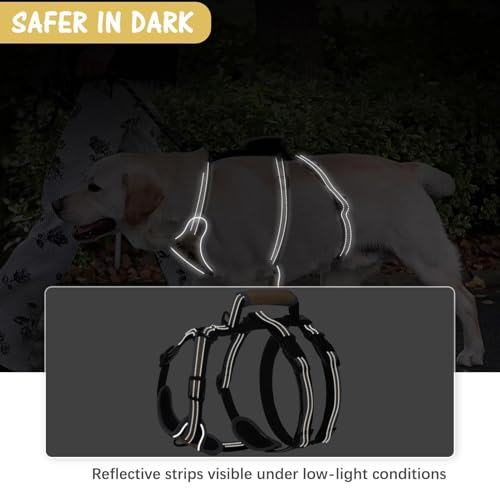 Image of Mihachi Escape Proof Dog Harness - No Pull Dog Harness with Handle, Soft Padded Reflective and Adjustable Full Body Pet Harness Vest for Medium Large Dogs Walking Hiking Training, Beige X-Large