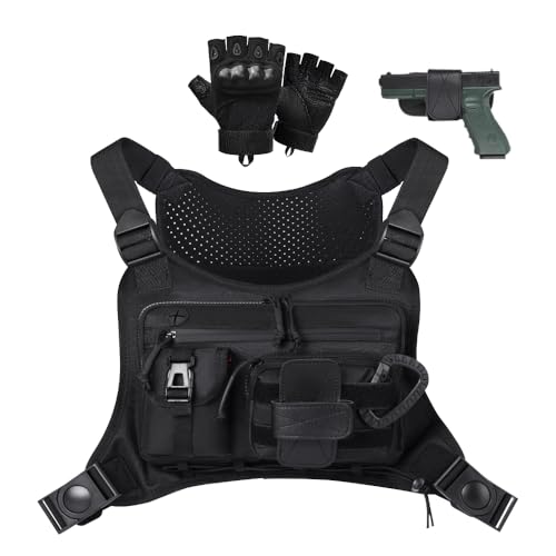 Chest Bag for Men & Women with Gloves - EDC Chest Pack for Sports and Workouts, Chest Vest for Running Hiking Cycling