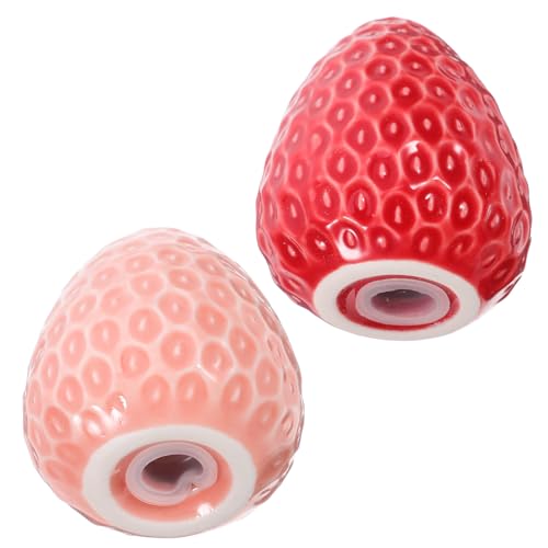 jojofuny Salero y Pimentero de Cerámica Diseño de Fresa Juego de 2 Frascos Pequeños para Condimentos Tapa Hermética Utensilios Cocina Decorativos para Uso Doméstico
