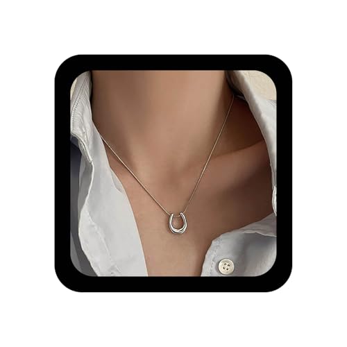 Collana con ciondolo a ferro di cavallo in metallo.Design dell'oggetto: un gioiello unico e sorprendente, realizzato in lega di qualità..Forma unica, diversificazione della collocazione.Utilizzato per curare il collo per un look più stratificato, è meraviglioso gioielli di tutti i giorni, questa collana è molto trendy progettato in uno stile minimalista.
