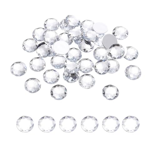 Image of MECCANIXITY Flat Back Round Acrylic Rhinestones,14mm White Flatback Crystal Rhinestones for Crafts Clothes Shoes DIY Decoration Gifts 50Pcs