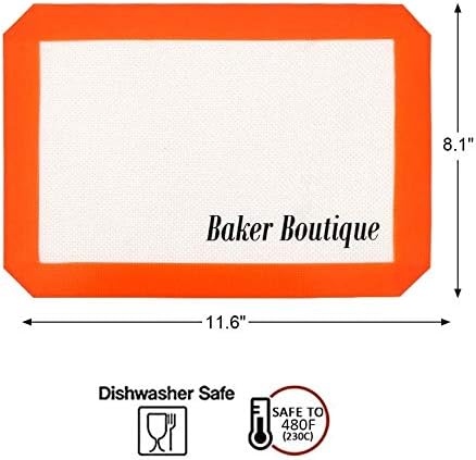 Silicone Baking Mat Set, Reusable Heat Resistant Non-stick Silicon Liner, Professional Grade Silicone Pads for Quarter Sheet (11.6" x 8.1", 3 Pieces)