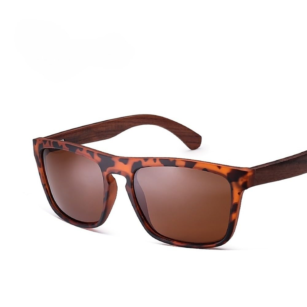 Gafas de sol rectangulares con lentes para conducir, protección UV400, montura de madera.