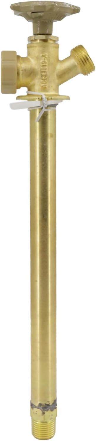 10 Inch Anti-Siphon Frost Free Sillcock Valve Multiturn 1/2 Inch NPT, 3/4 Inch Hose Bibb, Brass Body,Brass Valve 10 inch Length