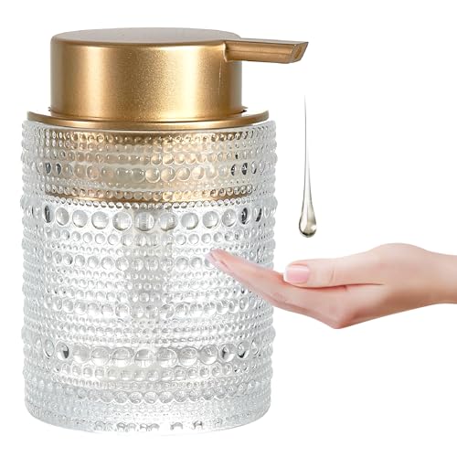 MKLZ 12oz Glass Liquid Soap Dispenser with Gold Pump, Hand Soap Bottles by MKLZ - Used condition - US$11.92