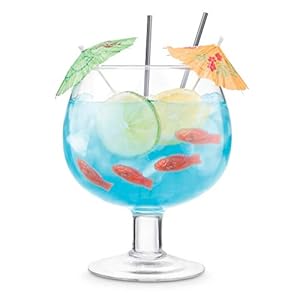 Final Touch FTA1870 Fishbowl Cocktail Balloon Glass X Large 1.3L / 44 floz | Party Margarita Daiquiri Blue Lagoon Giant Drinking Goblet