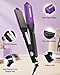 DSHOW 4 in 1 Hair Crimper and Straightener, Titanium Ceramic Hair Crimping Iron with 4 Interchangeable Plates (3 Crimper & 1 Flat), 140-220℃, Dual Voltage