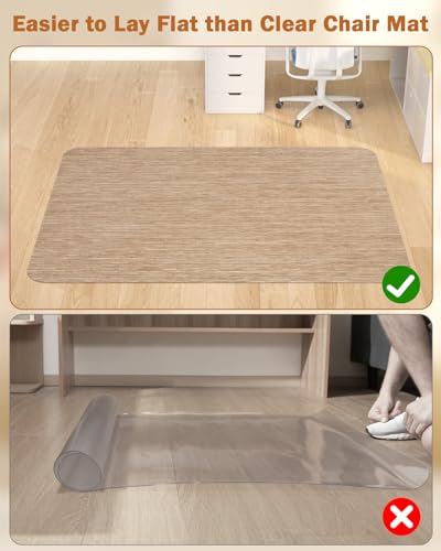 Image of Blvornl Office Chair Mat for Hardwood Floor, 35.4 inch*47.2 inch Desk Computer Chair Mat for Hard Wood, Large Anti-Slip Hard Floor Protector Rolling Chair Mat, PVC Mat Desk Rug for Office and Home Red Brown