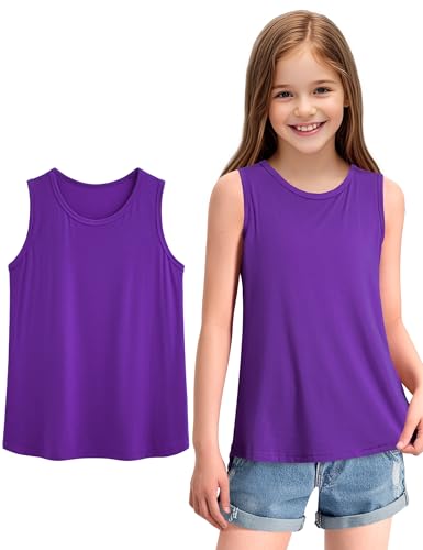 Image of KEREDA Girls Tank Tops Flowy Loose Fit Sleeveless Shirts Summer Tunic Tops