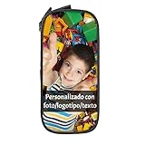 Estuche para lápices personalizado, Funda para bolígrafos personalizada, diseño con cualquier texto de foto, organizador de papelería para estudiantes personalizable, regalo divertido para niños-Negro