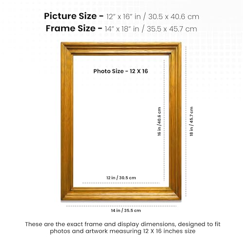 Image of Handmade Yellow Wooden Rectangular Photo Frame, 12 x 16 inch Display for Artworks, Pictures and Photos of Your Loved Ones, Best for Home, Office, Wall Decor, Living Room, Bedroom, Red Cedar